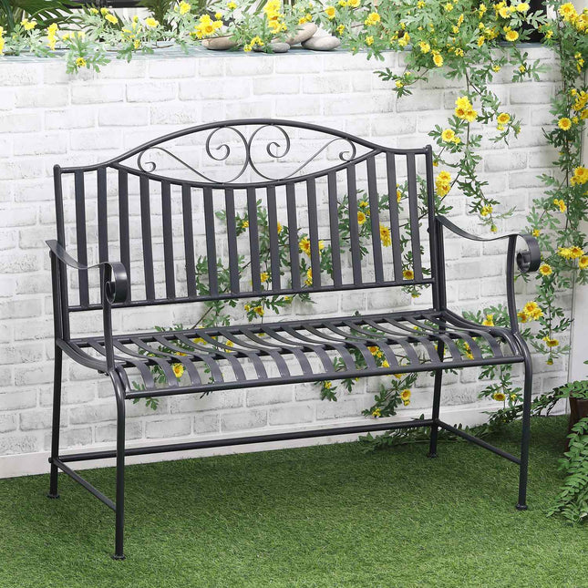 Garden bench in metal for 2 - Grey, robust up to 220 kg