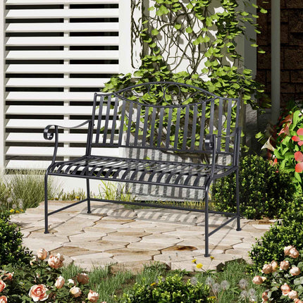 Garden bench in metal for 2 - Grey, robust up to 220 kg