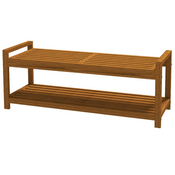 Garden bench 2-seater with armrests and shelf