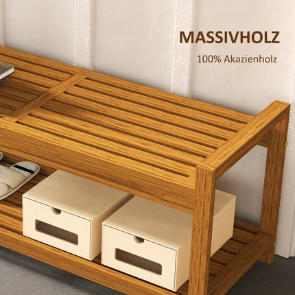 Garden bench 2-seater with armrests and shelf
