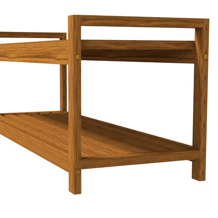 Garden bench 2-seater with armrests and shelf