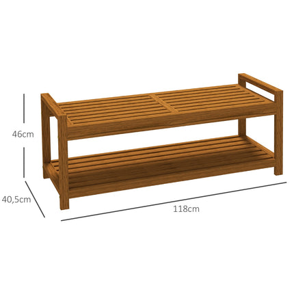 Garden bench 2-seater with armrests and shelf