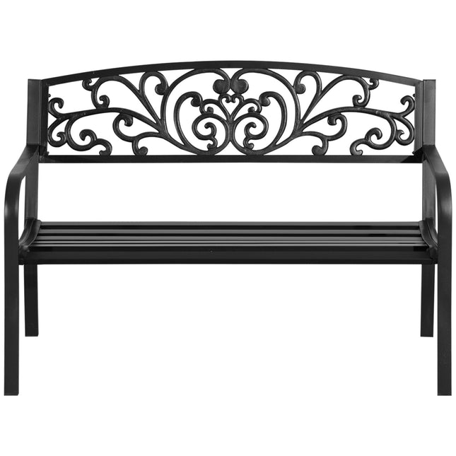 Garden bench in metal, 2-seater, weatherproof, black