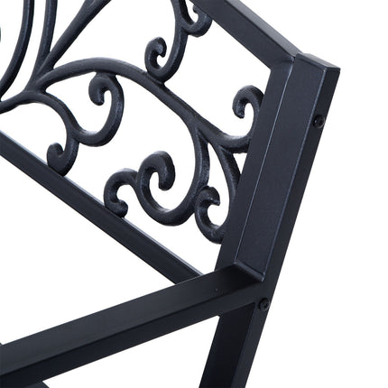 Metal garden bench, 2-seater, black, 127x60x85 cm
