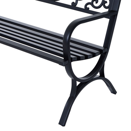 Metal garden bench, 2-seater, black, 127x60x85 cm