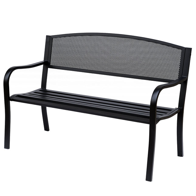 Garden Steel 2-Seater Bench - Black, W127 x D60 x H87Cm