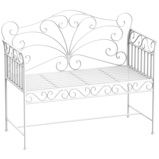 White 2-seater metal garden bench - Outdoor furniture