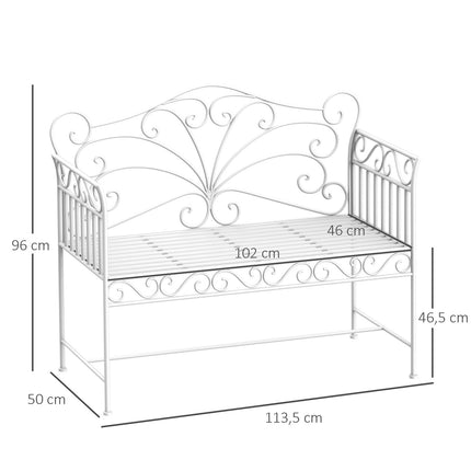 White 2-seater metal garden bench - Outdoor furniture