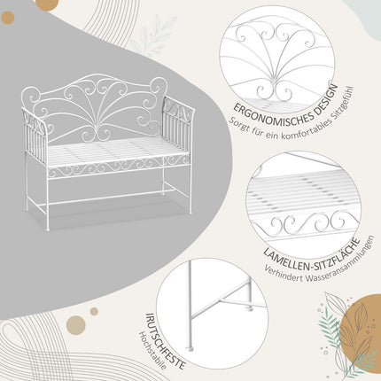 White 2-seater metal garden bench - Outdoor furniture
