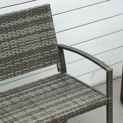 Garden bench – Rattan look, steel frame, 2-person, grey