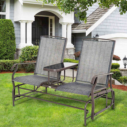 2-seater garden rocking bench with table