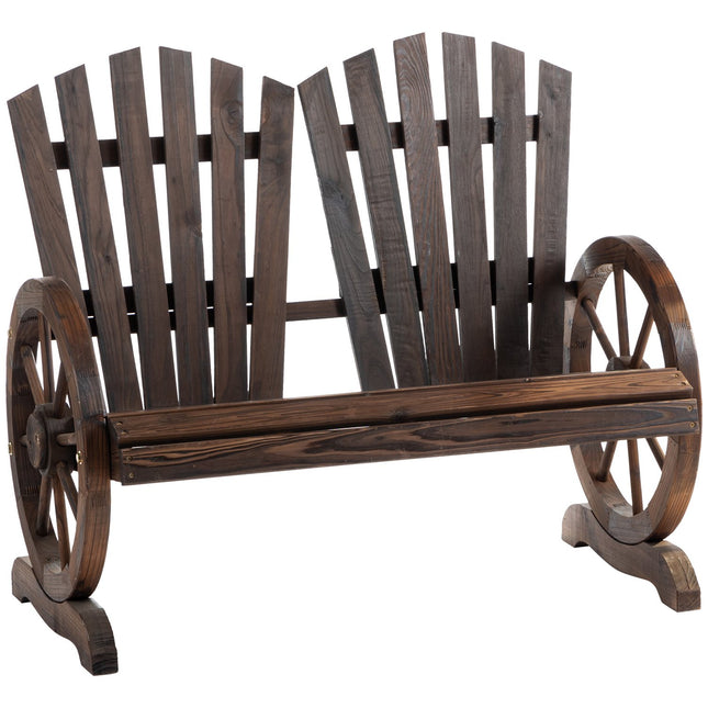 Garden bench in solid wood with armrests, dark brown