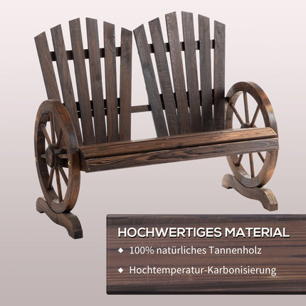 Garden bench in solid wood with armrests, dark brown