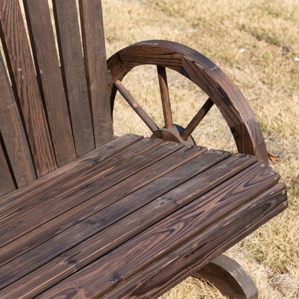 Garden bench in solid wood with armrests, dark brown