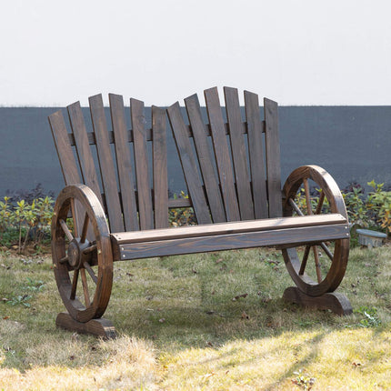 Garden bench in solid wood with armrests, dark brown
