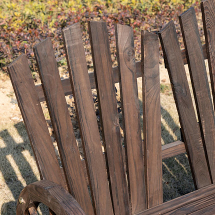 Garden bench in solid wood with armrests, dark brown