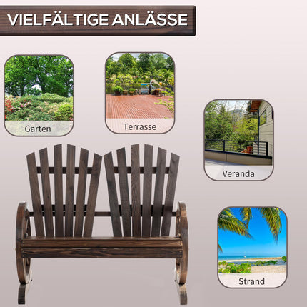 Garden bench in solid wood with armrests, dark brown