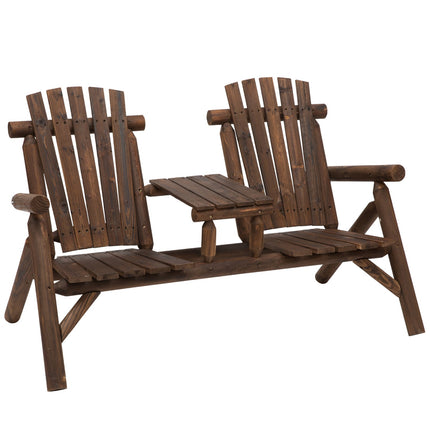 Garden bench set with table, 2 chairs, brown
