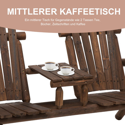 Garden bench set with table, 2 chairs, brown