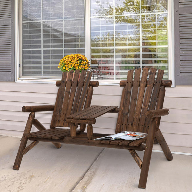 Garden bench set with table, 2 chairs, brown