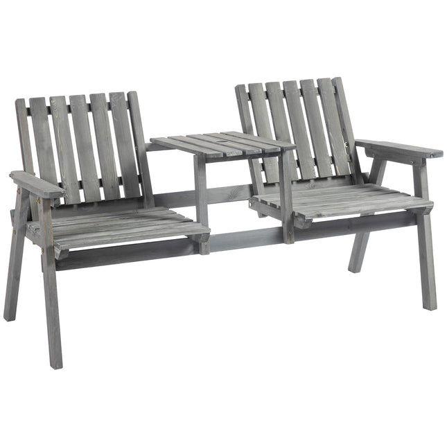 Garden furniture set - gray solid wood, 2 seats, umbrella hole
