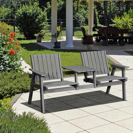 Garden furniture set - gray solid wood, 2 seats, umbrella hole