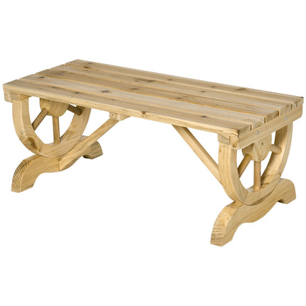 Weather resistant wooden garden bench, rustic finish, 98 x 50 cm