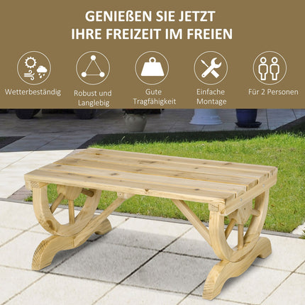 Weather resistant wooden garden bench, rustic finish, 98 x 50 cm