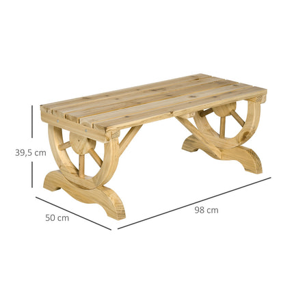 Weather resistant wooden garden bench, rustic finish, 98 x 50 cm