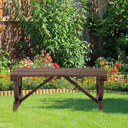 Wooden garden bench, weatherproof rustic design, 98 x 50 x 39.5 cm