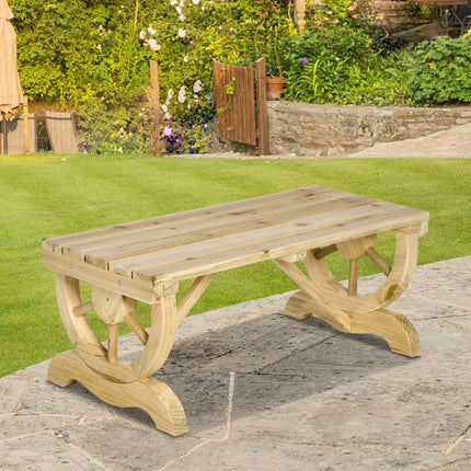 Weather resistant wooden garden bench, rustic finish, 98 x 50 cm