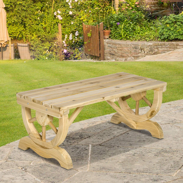 Weather resistant wooden garden bench, rustic finish, 98 x 50 cm