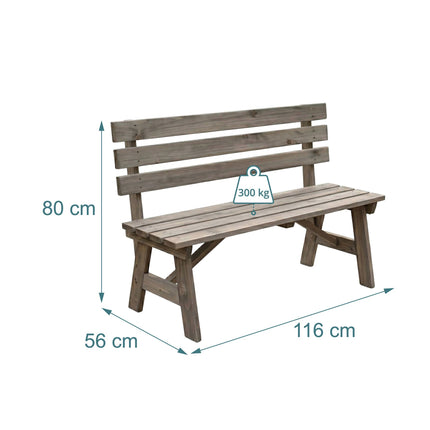 Garden Bench with Backrest, Fir Wood – Brown