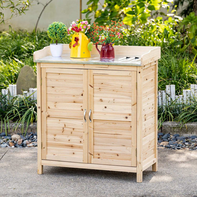 Outdoor garden cabinet with base & shelves - 83x40x92 cm