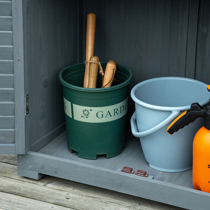 Garden tool shed in wood, grey, 87x46x160cm