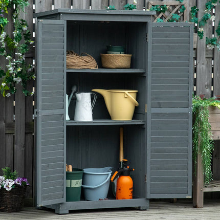 Garden tool shed in wood, grey, 87x46x160cm