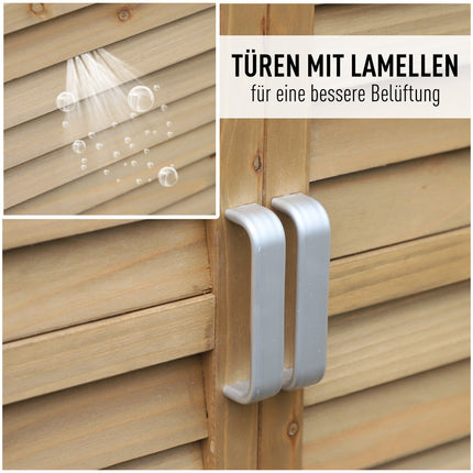 Wooden garden tool shed with roof, 87x46.5x96.5 cm
