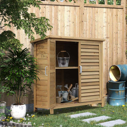 Wooden garden tool shed with roof, 87x46.5x96.5 cm
