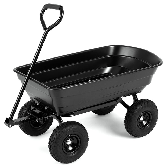 Garden Cart with 75L Tilting Bed, 300kg Capacity, Black