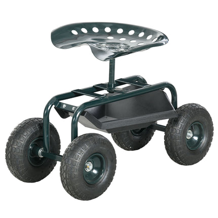 Garden Cart with Swivel Seat, Adjustable Height, Steel