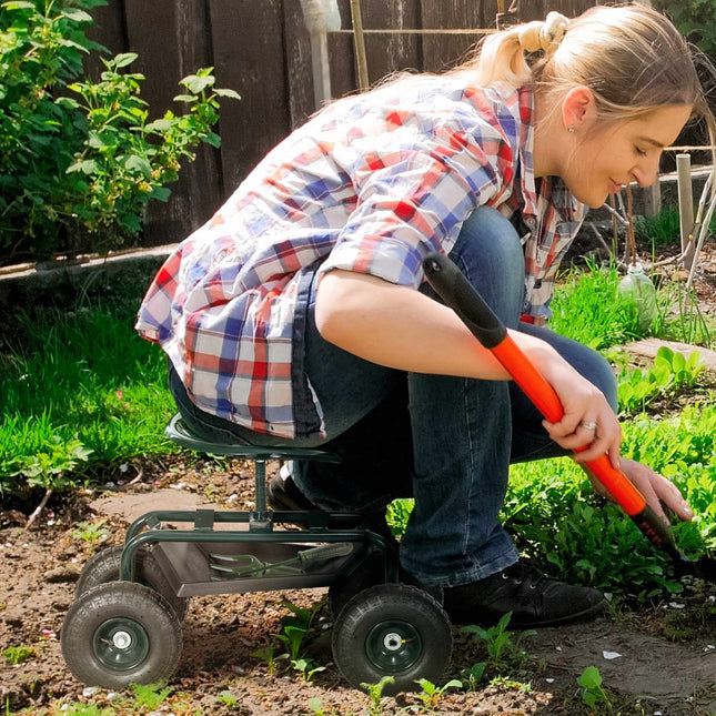 Garden Cart with Swivel Seat, Adjustable Height, Steel
