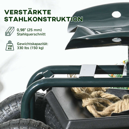 Garden Cart with Swivel Seat, Adjustable Height, Steel
