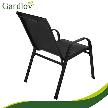 Garden Chair Set, 2 Stackable Iron Chairs, UV Resistant