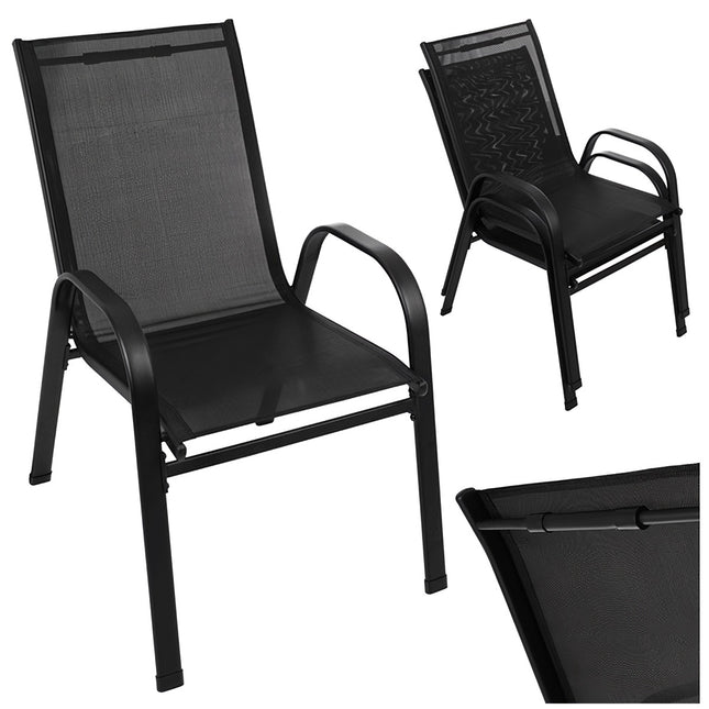 Garden Chair Set, 2 Stackable Iron Chairs, UV Resistant
