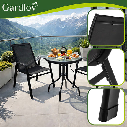 Garden Chair Set, 2 Stackable Iron Chairs, UV Resistant