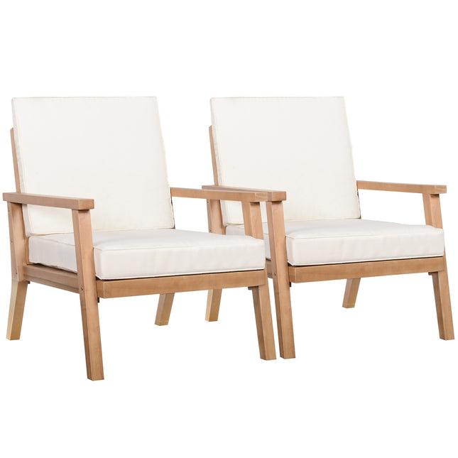 Comfortable poplar garden chairs set with cushions - 2 pcs