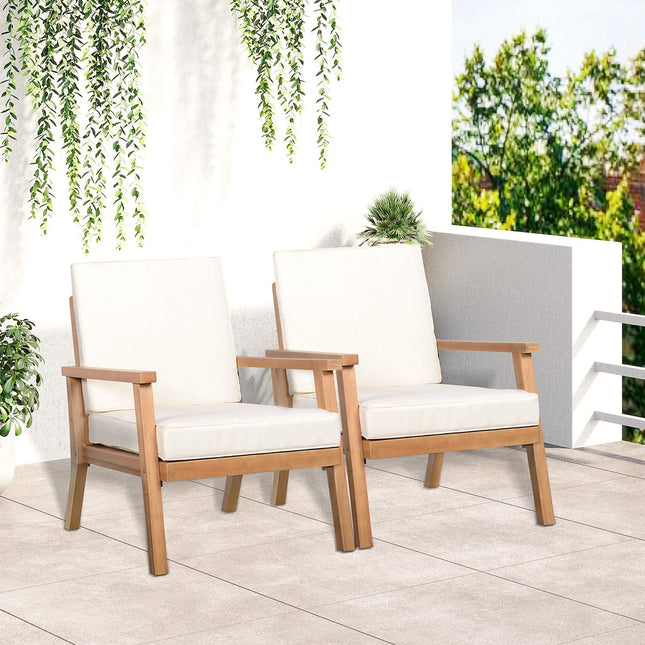 Comfortable poplar garden chairs set with cushions - 2 pcs