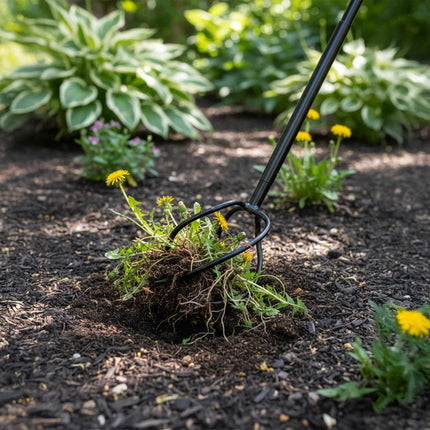 Garden Claw Rake with Handle – 4 Spiral Tines