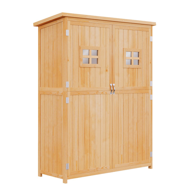 Garden tool shed in wood, natural finish, 127.5x50x164 cm