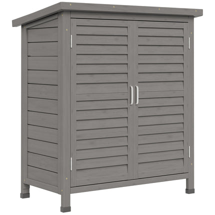 Garden tool shed in wood with slatted doors, gray 87x46.5x96.5 cm